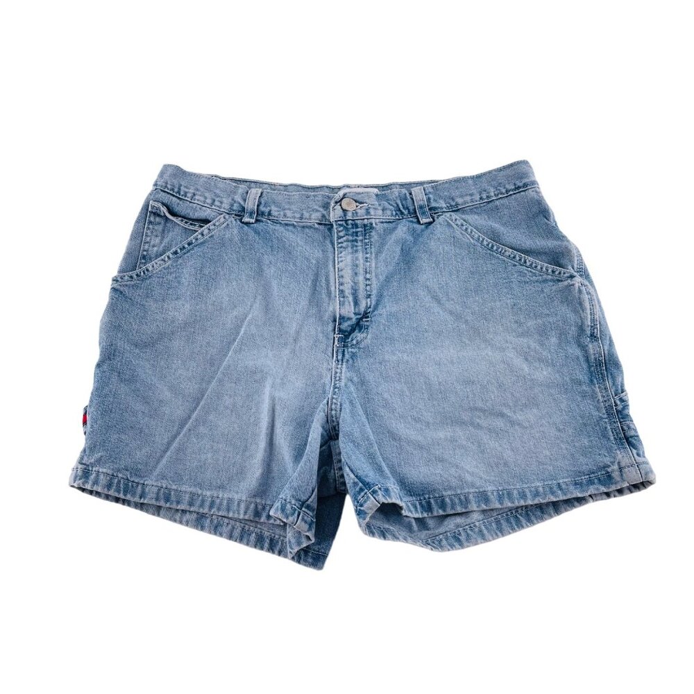 Tommy Hilfiger Womens Vintage Cargo Denim Jean Shorts Size 12 Light‎ Blue
